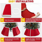 Christmas Tree Collar, 26.3" Red Velvet Foldable Tree Ring Skirt for Pencil Tree, Rustic Farmhouse Tree Stand Base Cover for Artificial Trees, Xmas Holiday Home Décor - Image 5