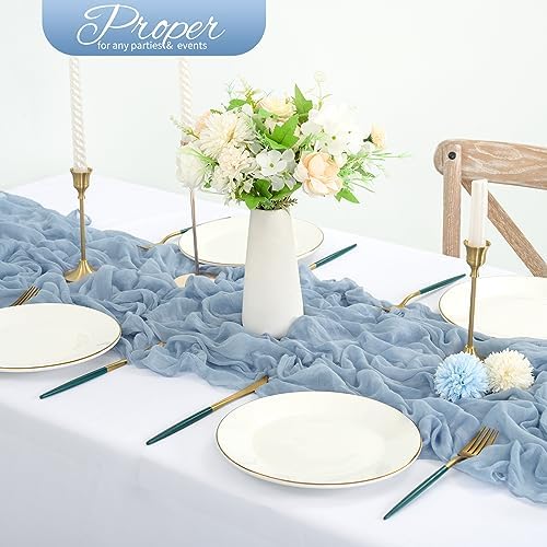 20 Pack Dusty Blue Cheesecloth Table Runner 120 Inch 10FT Rustic Boho Gauze Cheese Cloth Table Runner for Wedding Party Baby Shower Thanksgiving Christmas Decoration - Image 4