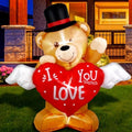 AerWo 4 FT Valentines Day Outdoor Decoration Inflatable Teddy Bear with Love Heart, Valentines Blow Up Yard Decorations with Build-in LED Lights Sweet Valentines Gift for Home Wedding Party Décor by AerWo