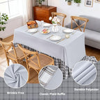 Fanqisi Ruffle Table Cloth Gray Ruffle Tablecloth - 80 x 120 Inch Polyester Tablecloths Rectangle Table Cover for Birthday Wedding Picnic Christmas Party Decoration - Image 4