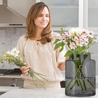 KOIUEYW 9 Inch Tall Vases for Flowers, Large Glass Vase for Centerpieces, Clear Glasses Home Decor Modern Jarrones Decorativos for Wedding Living Room Dining Table (Gray) - Image 5