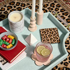 22.6'' × 13'' Coffee Table Tray Shagreen Scalloped Decorative Ottoman Tray - Image 2