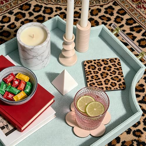 22.6'' × 13'' Coffee Table Tray Shagreen Scalloped Decorative Ottoman Tray - Image 2