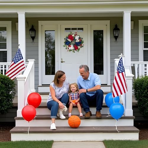 20 Inch 4th of July Wreath, Patriotic Wreaths for Front Door, Red White Blue Hydrangea Flower Wreaths with Daisy for Memorial Day,Independence Day Wreath for Front Door Wall Window Decor - Image 6