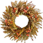 26" Autumn Fall Eucalyptus Wreath, Front Door Burnt Orange Harvest Decor by Unknown