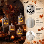 4 Pcs Halloween Decor Terracotta Pumpkin Jack O Candle Lantern, 3.7" & 6.3" - Image 4
