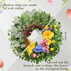 Spring Wreaths for Front Door, 24 Inch Greenery Front Door Wreath with Peonies Dahlias Hydrangeas, Artificial Home Decorations for Indoor Outdoor Window Wall,Outside Floral Wreath Decor for Home Porch - Image 4