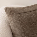 Foindtower Set of 2 Decorative Patchwork Chenille Throw Pillow Covers Textured Modern Vintage Cushion Covers Neutral Boho Accent Home Decor for Sofa Chair Couch Bed Living Room,22×22 Inch,Light Brown - Image 3