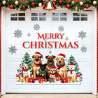 Christmas Garage Door Decorations Magnets Merry Christmas Dogs Garage Door Magnet Stickers with Cute Dogs Snowflake Fridge Stickers Decals for Xmas Party Winter Holiday Metal Door Car Refrigerator by Peconal
