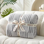 Snuggle Sac Checkered Throw Blanket for Couch,Reversible Soft Cozy Fluffy Blankets for Sofa Bedroom,Cute Lightweight Striped Throws for Women,Heather Light Grey,50x60 inches - Image 5