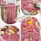 24 Pack Dusty Rose Cheesecloth Table Runner 17"x108" Boho Gauze Fabric Table Runner Vintage Rustic Sheer Runners for Wedding Party Bridal Baby Shower Table Decorations - Image 7