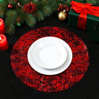 Red Disposable Placemats Set of 100 Red Charger Plates Doilies Metallic Thin Mesh Round 13 Inch Glitter Foil Pressed Dining Table Decoration Centerpieces for Party Wedding Birthday - Image 2