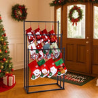 MorningRo 3 Tier Christmas Stocking Holder Stand for Floor, 20 Hook Stocking Hanger Rack, Black Holiday Display Decoration Holder, Heavy Duty Metal Tubes with Removable Adjustable Hook - Image 4