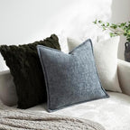 DEZENE Pack of 2 Dusty Blue Decorative Throw Pillow Covers 22x22 Cozy Soft Chenille Accent Vintage Square Couch Pillow Covers for Home Decor Bed Sofa Living Room - Image 4