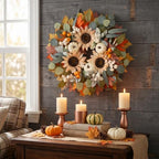 zjlmit 22" Fall Wreaths for Front Door with Pumpkin Sunflower Maple Leaf - Image 7