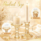 Sieral 24 Pcs Gold Taper Candle Holders 4'' Tall Candlestick Glass Holders Bulk Stripe Decorative Stand Wedding Stick Holder for Anniversary Party Dining Table Festival Decor - Image 2