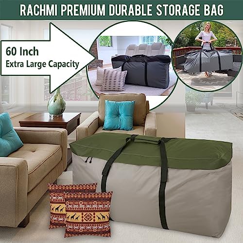 Rachmi 600D Extra Large Cushion Storage Bag 152 Gal 60", Khaki-Green - Image 4