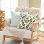 Alysheer Embroidered Decorative Throw Pillow Cover 18"x 18" Set of 2, Blue - Image 6