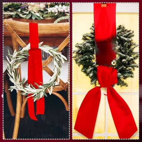 VitalCozy 16 Pcs Red Wreath Sash Cotton Blank Ribbon - Image 6
