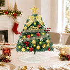2FT Mini Christmas Tree with 40 Lights, Balls Tree Skirt 8 Lighting Modes - Image 2
