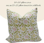 Decorative Pillow Cover French Country Pillow Cover Cottage Decor Floral Block Print, Farmhouse Decorative Cushion Cover, Spring Pillow Cover Line and Loop (Multicolor) - Image 3
