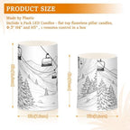 ALAZA Mountain Ski Lift Sketch Flickering Flameless Candles Battery Operated with Remote Timer,Tea Light Candles LED Pillar Votive Candles Set of 2 for Outdoor Indoor Decorations - Image 3
