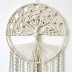 Large Tree of Life Dream Catchers, Macrame Wall Hanging Boho Handmade Woven Dream Catcher Macrame Wall Decor Art for Adults Boys Girls Bedroom Wedding Party Decor, Festival Blessing Gift（Light Beige） - Image 6