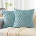 Pallene Fall Light Teal Faux Fur Throw Pillow Covers 20x20 Set of 2 by PALLENE