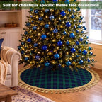 Blueweenly Christmas Tree Skirt, 48 Inch, Green and Blue Plaid - Image 5