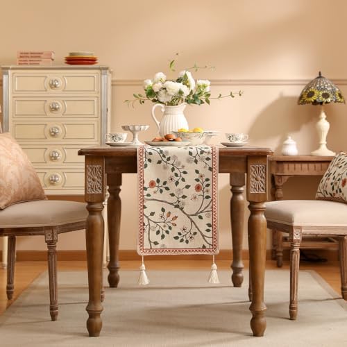 ISAENNE Designer French Linen Table Runner,71"x12"-Flora A - Image 3
