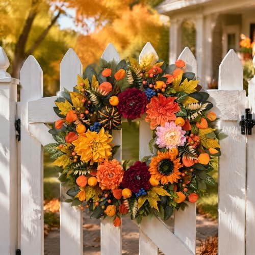 Waipfaru 2Pcs 26 in Harvest Fall Wreaths for Front Door Decor with Pumpkin - Image 5