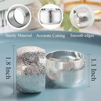 Set of 100 Napkin Rings Metal Silver Circular Napkin Ring, Napkin Rings Bulk Dinner Banquet Serviette Decor, Dining Table Setting for Thanksgiving Christmas Halloween Holiday Wedding Party - Image 2