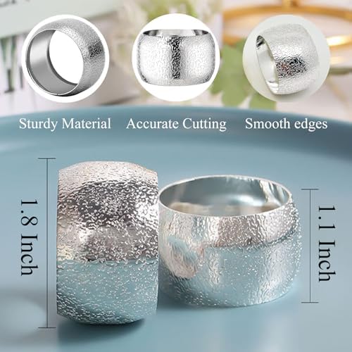 Set of 100 Napkin Rings Metal Silver Circular Napkin Ring, Napkin Rings Bulk Dinner Banquet Serviette Decor, Dining Table Setting for Thanksgiving Christmas Halloween Holiday Wedding Party - Image 2