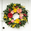 Spring Summer Eucalyptus Wreaths for Front Door Outside 24Inch Door Yellow Daisy Wreath with Sunflower Peony Dahlia Green Leaves for All Season Indoor Outdoor Home Farmhouse Porch Wall Window Decor by CHIYINBAO