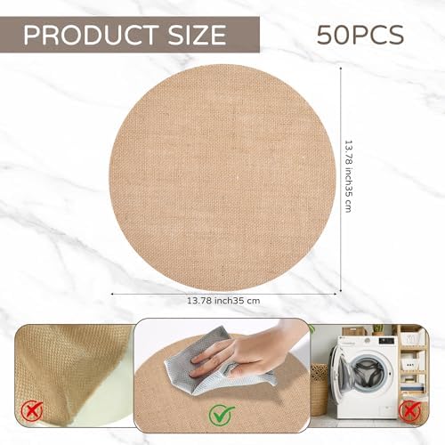 50 Pieces 13.78 Inch Burlap Round Placemats Reusable Rustic Jute Table Mat - Image 7