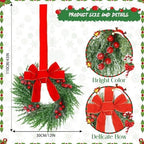 YoleShy 6 Pcs Small Christmas Wreath 12'' Mini Wreaths for Kitchen Cabinet Wreaths with Berry & Red Velvet Bow Ribbon Window Wreath Christmas Xmas Farmhouse Decoration for Front Door Chair Wall - Image 2