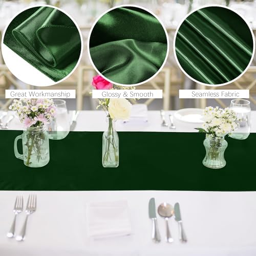 Aneco 16 Pack Christmas Satin Table Runner 12 x 108 Inch Xmas Red, Black Green Long Wedding Satin Silk Table Runner for Wedding Banquet Graduations Birthday Christmas Party Decoration - Image 3