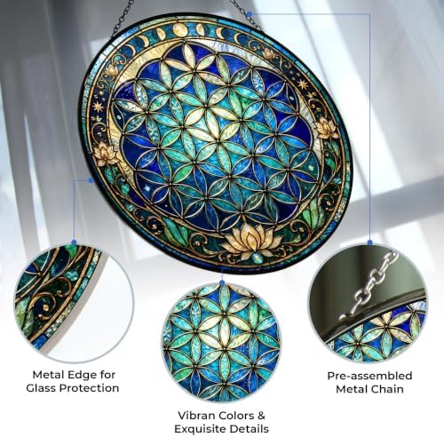 Flower of Life Altar Stained Glass Window 9.8" - Image 2