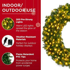 Best Choice Products 48in Large Artificial Pre-Lit Fir Christmas Wreath Holiday Accent Decoration w/ 200 LED Lights, 714 PVC Tips - Image 4