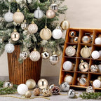 Lunmon 72 Pcs Christmas Ball Ornaments Bulk Champagne Gold Silver White by Lunmon