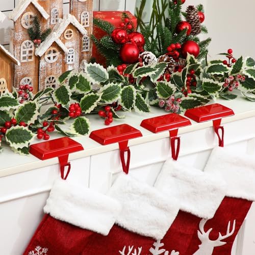 Zhengmy 8 Pcs Red Christmas Stocking Hangers for Mantel Stocking Holders - Image 2