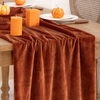 DeZerlor 3pcs Terracotta Fall Velvet Table Runner 20 x 120 Inch by DeZerlor