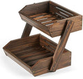 Large Capacity 2-Tier Wooden Fruit Basket, Durable Acacia Wood, 10.5" Tall, Spacious for Produce, Vegetables, Bread Storage and Home Kitchen Countertop by NAGAWOOD