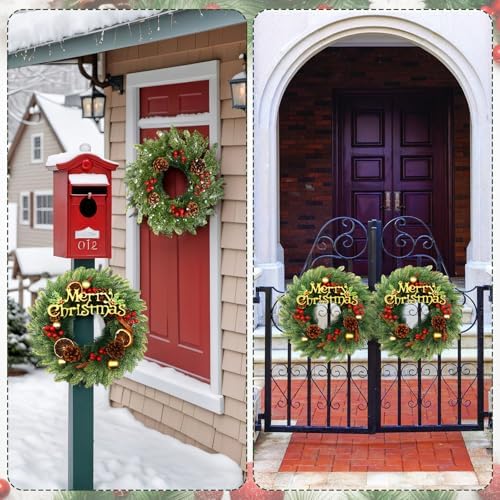 Zeyune 4 Pcs 14" Christmas DIY Green Wreath Artificial Wreath, Novel Style - Image 4