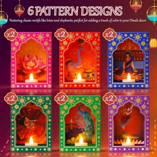 Retisee 12 Sets Diwali Paper Deep Jharokha Wall Decor for Pooja, Creative - Image 3