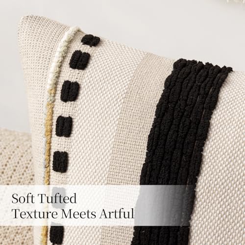 ANRODUO Boho Decorative Pillow Covers 20x20 Inch Black Stripe Pack of 2 - Image 6