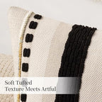 ANRODUO Boho Decorative Pillow Covers 18x18 Inch Black Stripe Pack of 2 - Image 6