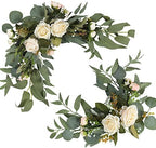 H&W 2pcs Small Size Artificial Wedding Arch Flowers for Sign, Floral Swag Dusty Decor for Reception Ceremony Backdrop Sweetheart Table(White Rose) by HW