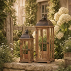 Large Decorative Lanterns, 2 Pack Farmhouse Wood Lanterns Indoor Outdoor - Image 7