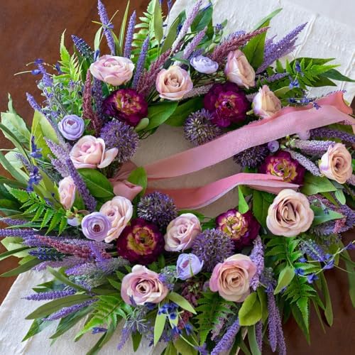24 Inch Spring Summer Wreaths for Front Door Outside,Mantel,Porch&Entryway - Image 2